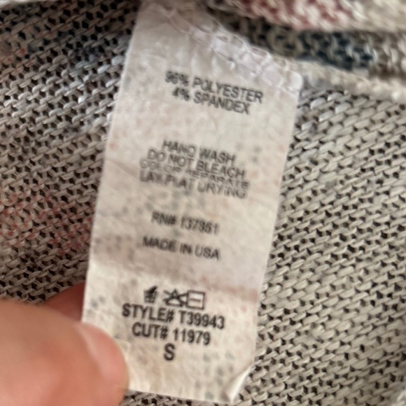 🔶5/30$!! Elephant Motif Boho Oatmeal Heather Scoop Hem Sweater Tank - Picture 5 of 8